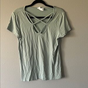 Olive & Oak Light Green Crisscross Tee